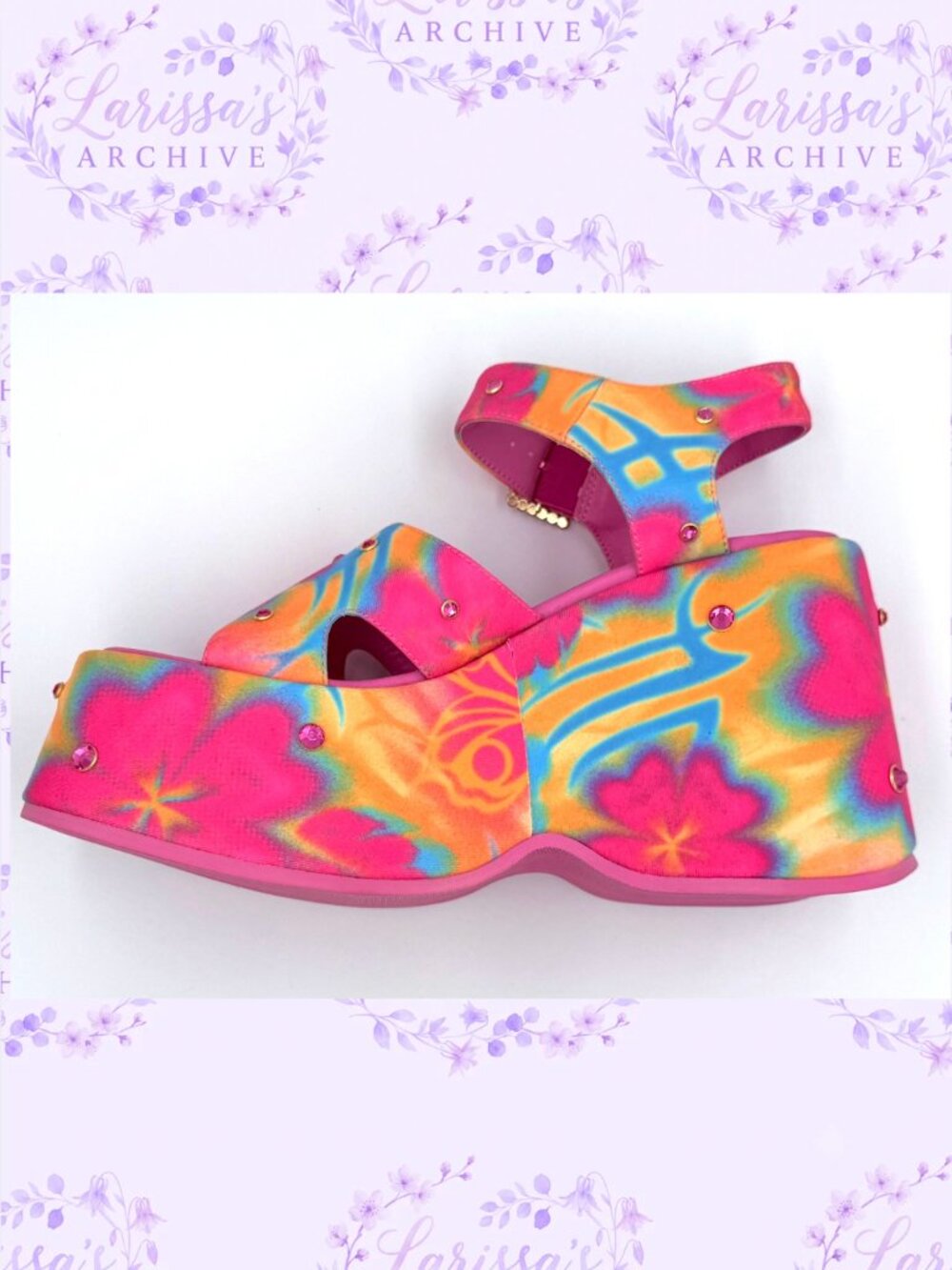 Club Exx by Dolls Kill | "Island Time" Neon Platform Sandals | Size 7 - Picture 4 of 16
